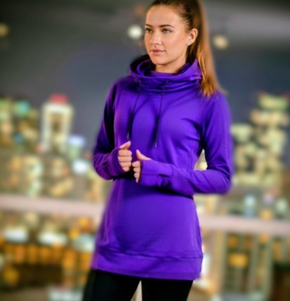 Nike Pro Hyperwarm Women's Large Purple Hoodie Dri-Fit Pullover Fleece Lined L